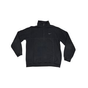 Nike Sweatshirt Mens Large Black 1/4 Zip Pullover Swoosh Mock Neck